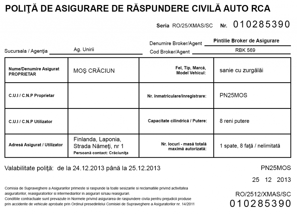 Polita lui Mos Craciun